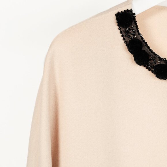 Max Mara Studio Beige Wool Embellished-Neck Coat - Picture 5 of 11